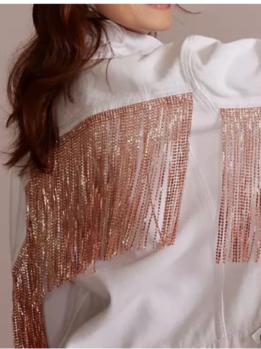 DanielxDiamond White Denim Fringe Jacket - The Nashville Collection